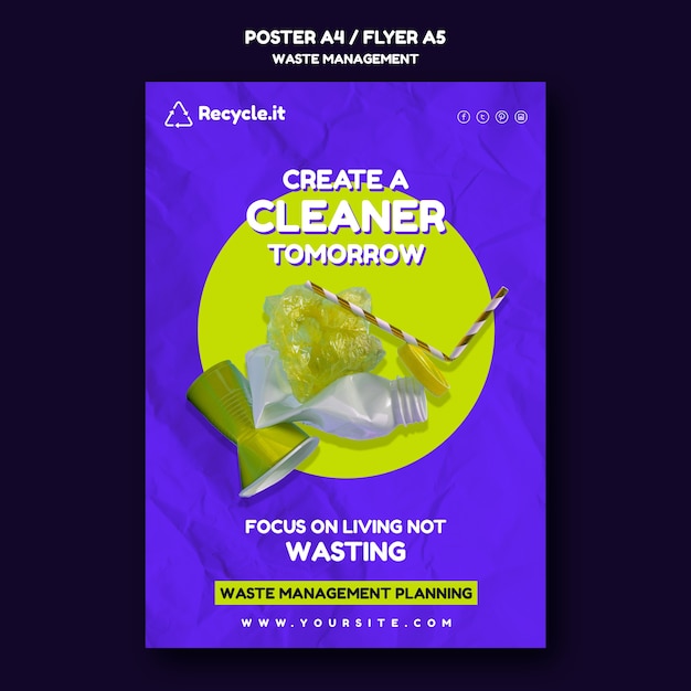 Waste management poster or flyer design template