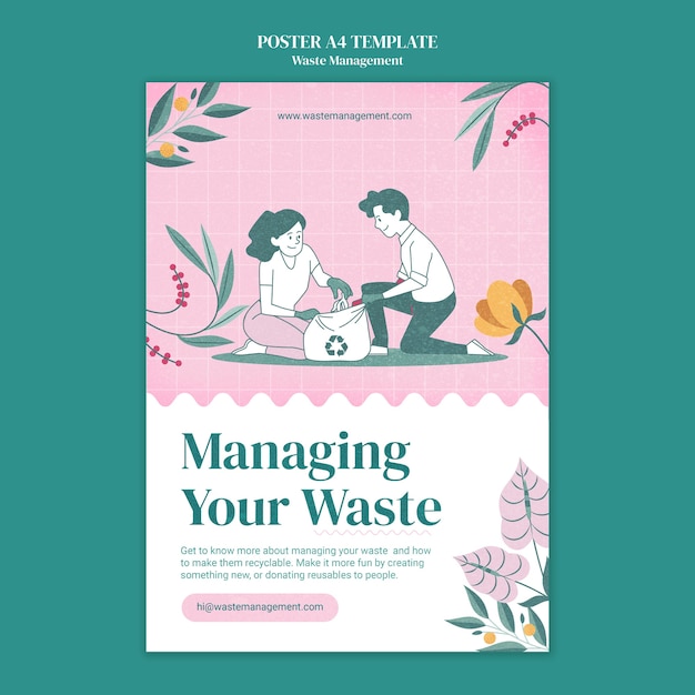 Free PSD waste management poster template