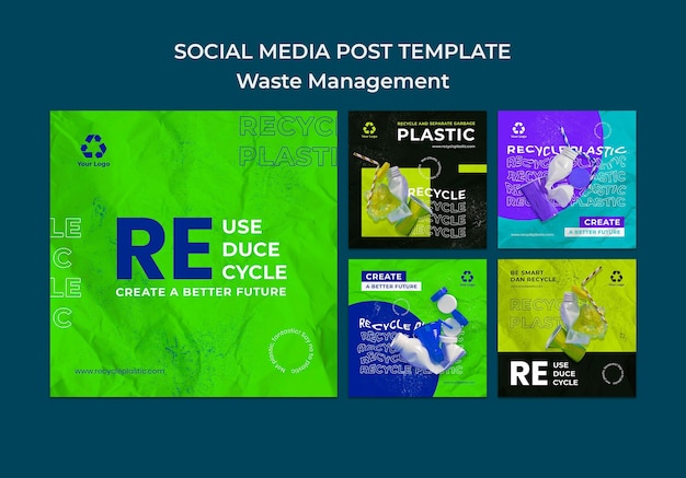 Free PSD waste management social media post design template