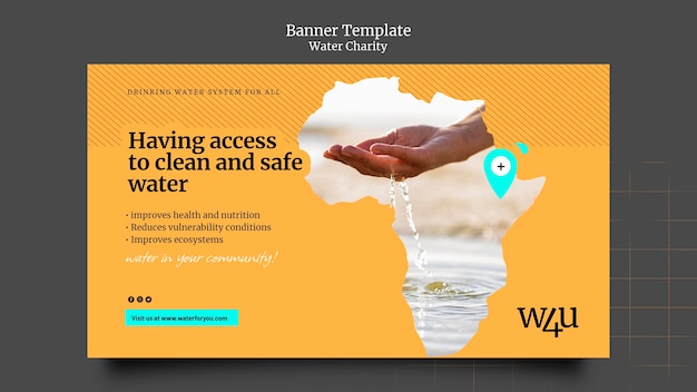 Free PSD water charity banner design template