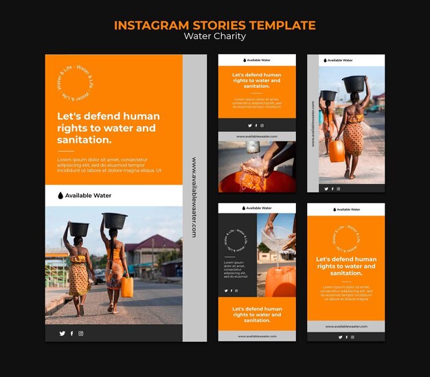 Water charity insta story design template