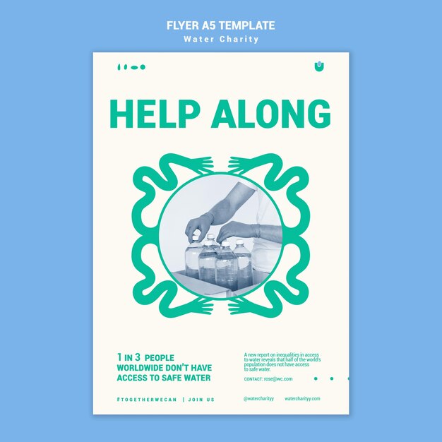 Water charity poster design template