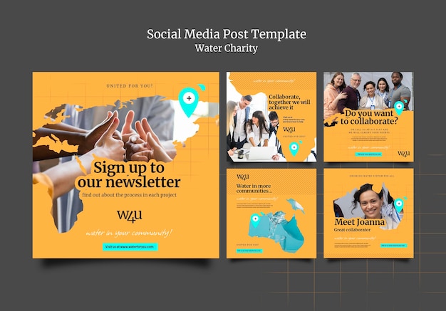 Free PSD water charity social media post design template