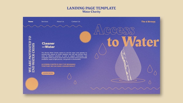 Free PSD water charity web template