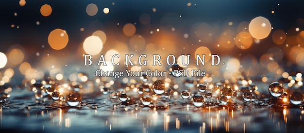 Free PSD water drops on water surface with bokeh background