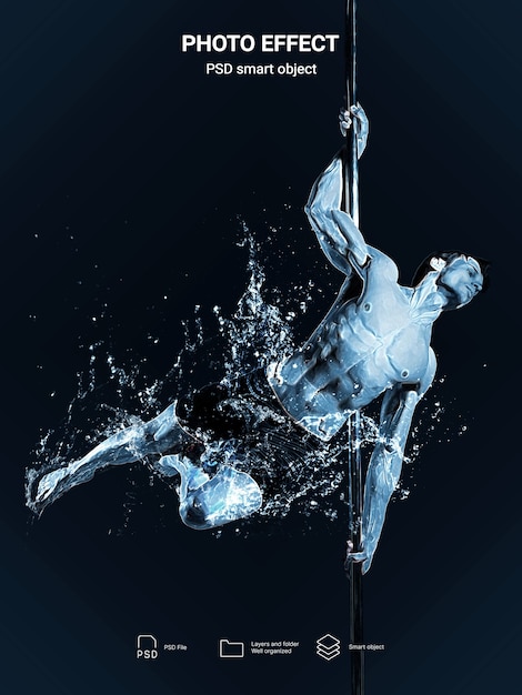 Free PSD water effect on photo of person