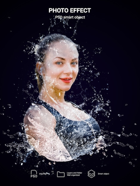 Free PSD water effect on photo of person