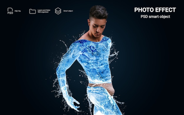 Free PSD water effect on photo of person