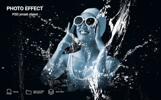 Free PSD water effect on photo of person