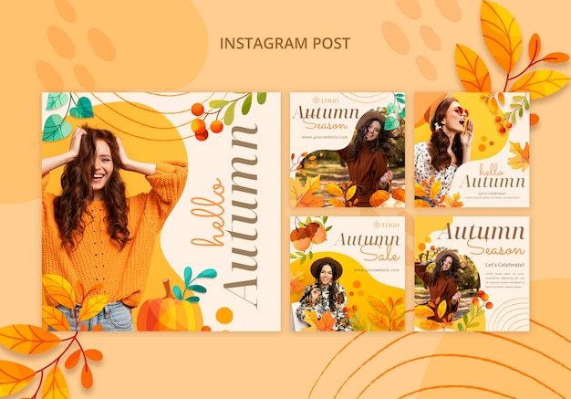 Watercolor autumn template design