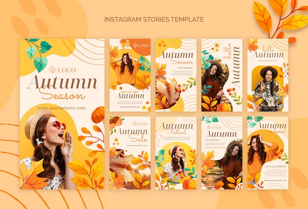 Watercolor autumn template design