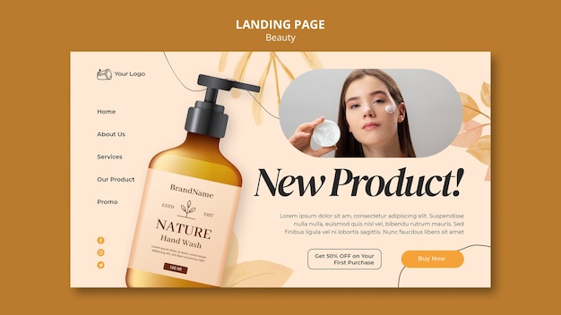 Free PSD watercolor beauty concept landing page