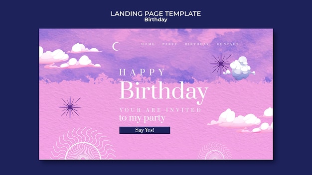 Free PSD watercolor birthday design template