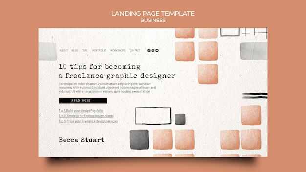 Free PSD watercolor business landing page template