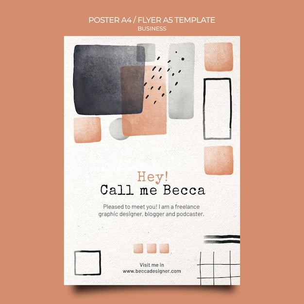 Free PSD watercolor business print template