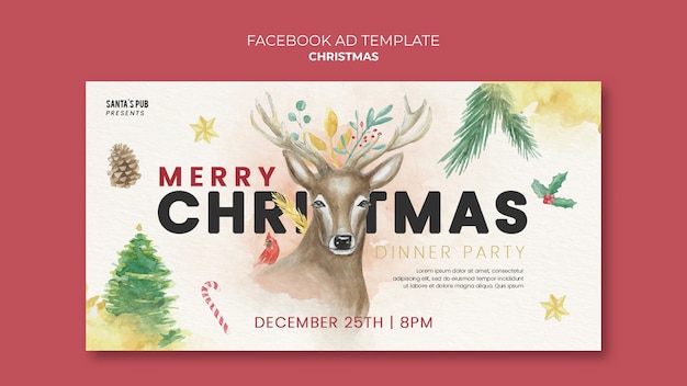 Free PSD watercolor christmas social media promo template