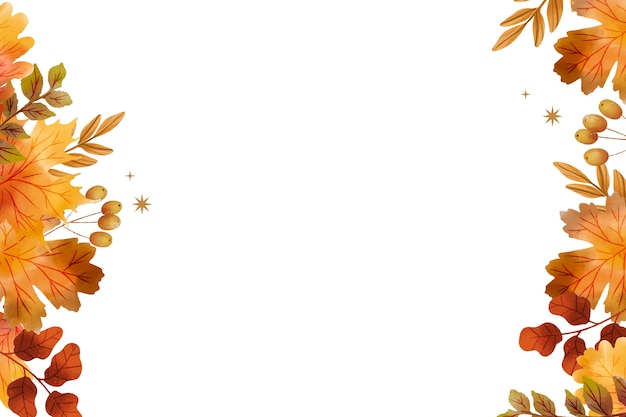 Free PSD watercolor fall leaves border