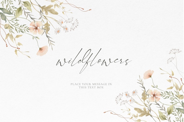 Free PSD watercolor floral background with delicate floral arrangements