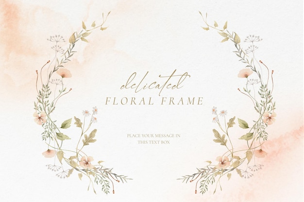 Free PSD watercolor floral background with delicate floral arrangements