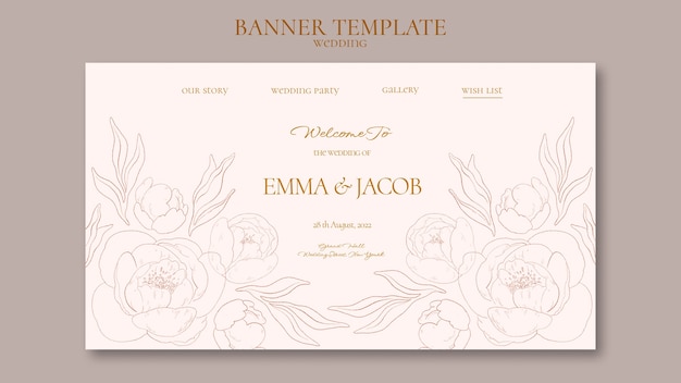 Free PSD watercolor floral wedding landing page template