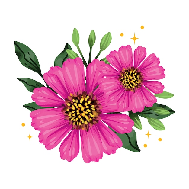 Free PSD watercolor flowers illustration