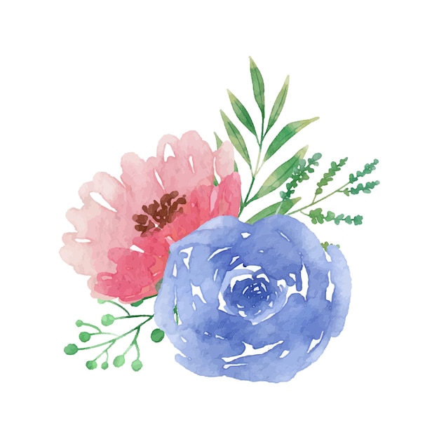 Free PSD watercolor flowers illustration