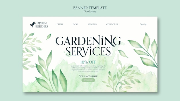 Free PSD watercolor gardening template design