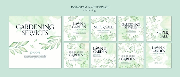 Watercolor gardening template design