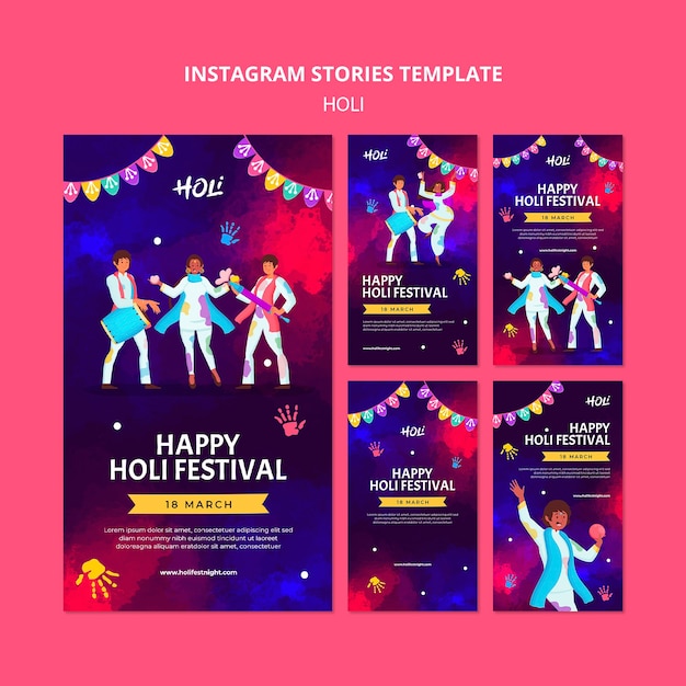 Watercolor holi festival design template