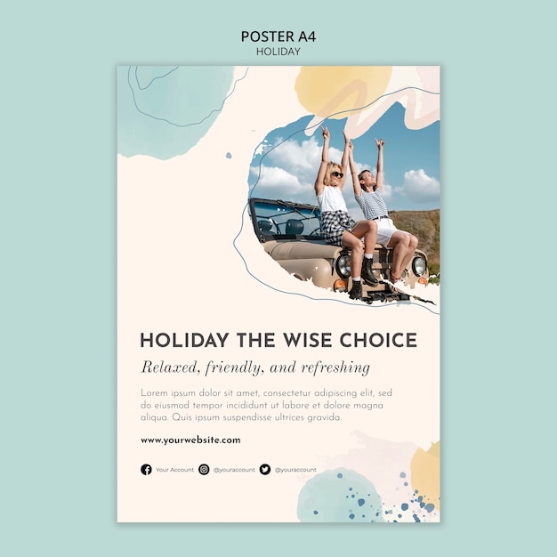 Free PSD watercolor holiday poster template design