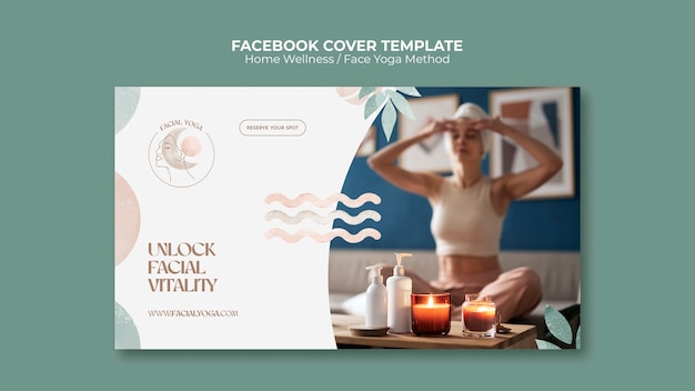 Free PSD watercolor home yoga facebook cover template