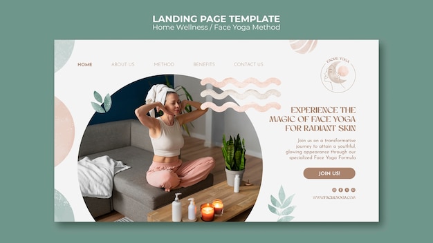 Free PSD watercolor home yoga landing page