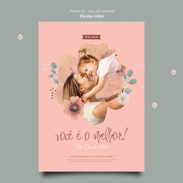 Free PSD watercolor mother's day template