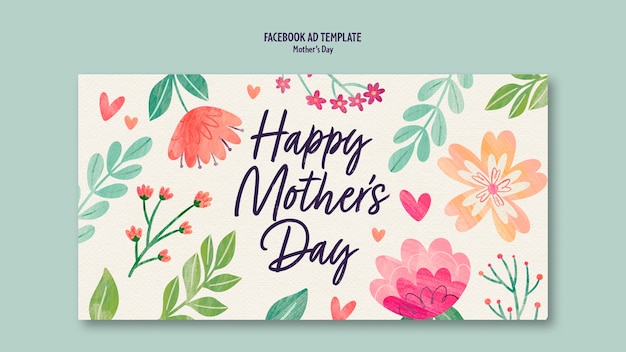 Watercolor mothers day facebook template