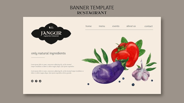 Free PSD watercolor restaurant design template