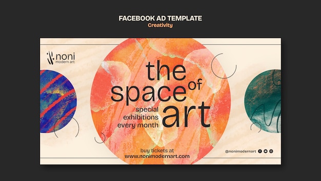 Free PSD watercolor space art facebook template