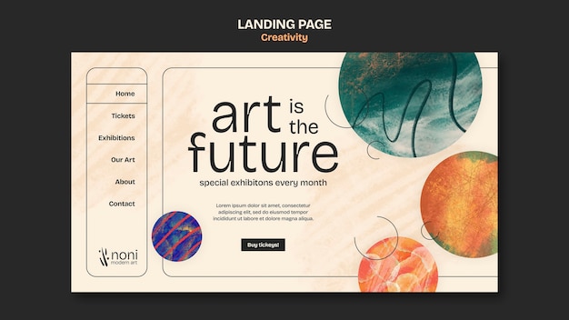 Free PSD watercolor space art landing page template