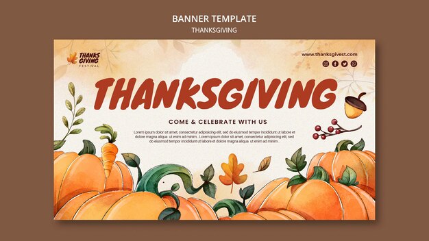 Watercolor thanksgiving horizontal banner template