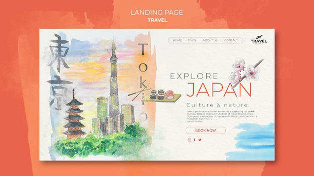 Free PSD watercolor travel design template