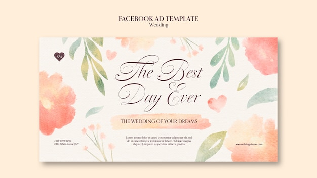 Watercolor wedding celebration facebook template