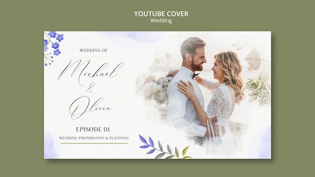 Watercolor wedding design youtube template