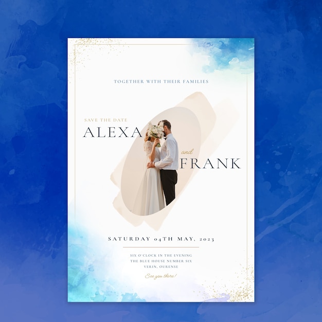 Watercolor wedding invitation template