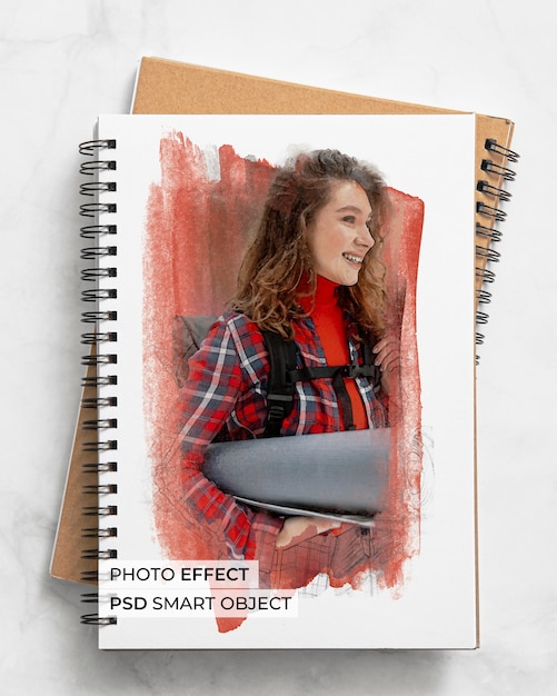 Free PSD watercolor with big brush photo effect