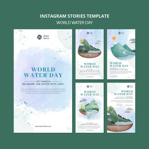 Watercolor world water day design template