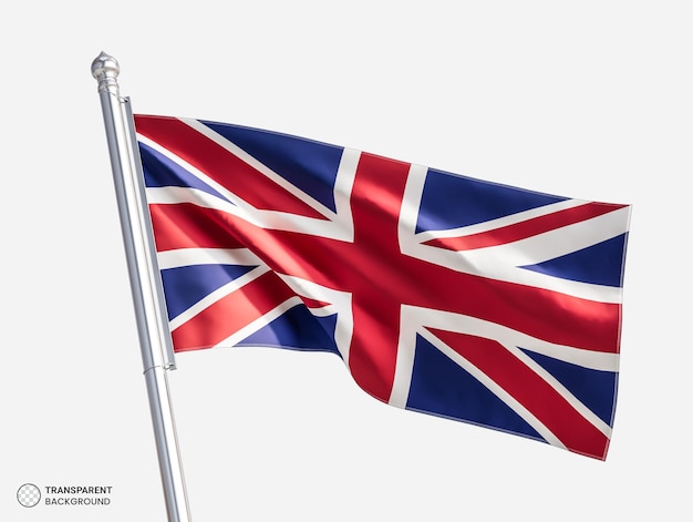 Waving flag of united kingdom on metal flagpole for composition