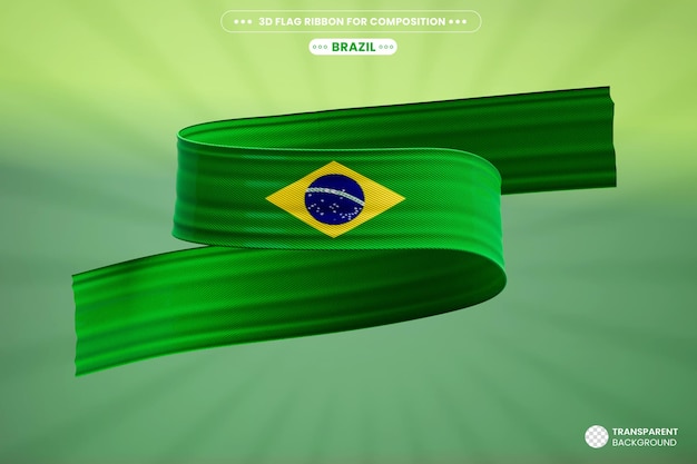 Free PSD waving ribbon banner flag of brazil