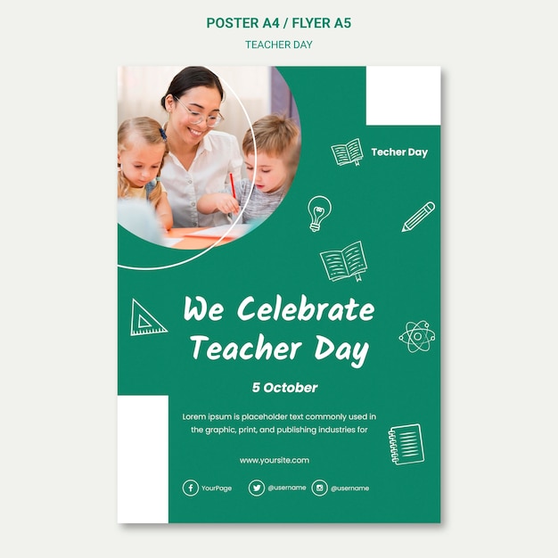 Free PSD we are celebrating teacher day poster template