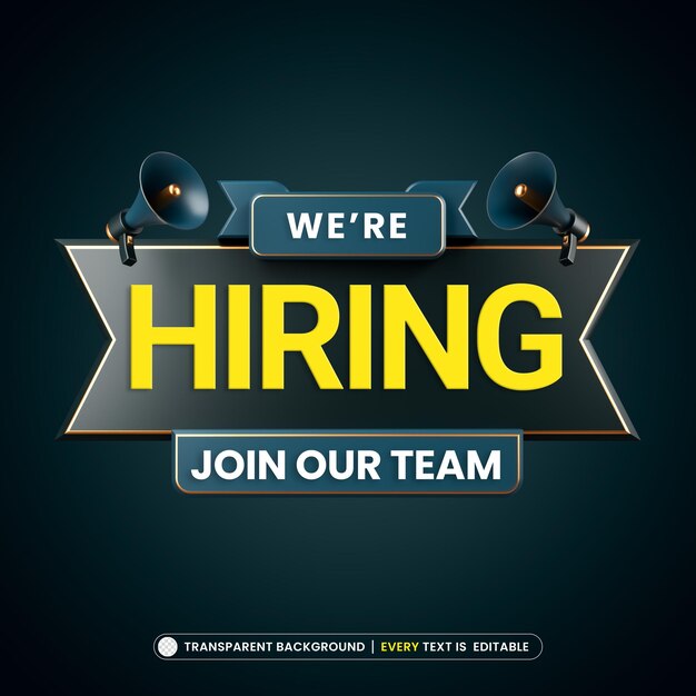 We are hiring banner vacancy announcement with editable text effect