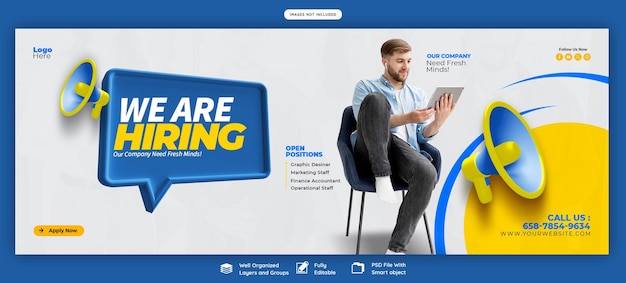 Free PSD we are hiring job vacancy facebook cover banner template