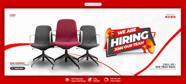 Free PSD we are hiring job vacancy facebook cover banner template